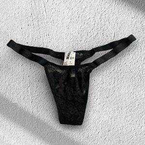 Victoria's Secret Black Sheer Lace Thong
